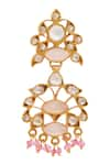 Shop_Anita Dongre_Gold Plated Stone Rose Quartz Earrings_at_Aza_Fashions