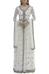 Buy_ASTHA NARANG_White Georgette V Neck Embroidered Anarkali And Sharara Set_at_Aza_Fashions