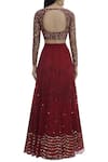 Shop_ASTHA NARANG_Red Net Round Embroidered Lehenga Set_at_Aza_Fashions