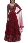 ASTHA NARANG_Red Net Round Embroidered Lehenga Set_Online_at_Aza_Fashions