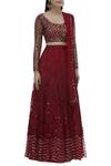Buy_ASTHA NARANG_Red Net Round Embroidered Lehenga Set_Online_at_Aza_Fashions
