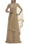 Buy_Vandana Sethi_Beige Chikankari Net U-shaped Neckline Embroidered Anarkali With Dupatta _Online_at_Aza_Fashions