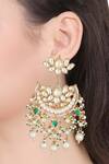Shop_Auraa Trends_Gold Plated Beads, Diamonds Kundan Earrings _at_Aza_Fashions