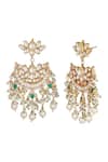 Auraa Trends_Gold Plated Beads, Diamonds Kundan Earrings _Online_at_Aza_Fashions