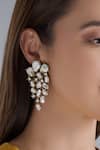 Shop_Rohita_Gold Plated Crystal Baroque Statement Earrings_at_Aza_Fashions