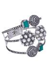 Buy Rohita Silver Plated Crystals Cuff at Aza Fashions Buy_Rohita_Silver Plated Crystals Cuff_at_Aza_Fashions