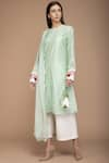 Buy_Varun Bahl_Green Chanderi Straight Kurta Set_Online_at_Aza_Fashions