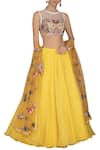 Buy_Varun Bahl_Yellow Organza Round Embroidered Bridal Lehenga Set _at_Aza_Fashions