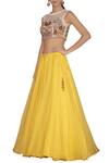 Varun Bahl_Yellow Organza Round Embroidered Bridal Lehenga Set _Online_at_Aza_Fashions