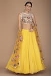 Buy_Varun Bahl_Yellow Organza Round Embroidered Bridal Lehenga Set _Online_at_Aza_Fashions