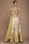 Buy_Varun Bahl_Yellow Raw Silk V Neck Embroidered Bridal Lehenga Set _Online_at_Aza_Fashions