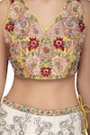 Varun Bahl_Yellow Raw Silk V Neck Embroidered Bridal Lehenga Set _at_Aza_Fashions