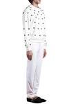 Buy_Shivan & Narresh_White Solitaire Jersey Embellished Jumper_at_Aza_Fashions