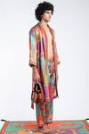 Shivan & Narresh_Orange Printed Robe_Online_at_Aza_Fashions