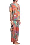 Buy_Shivan & Narresh_Orange Stone Satin Printed Pant Set_at_Aza_Fashions