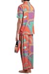 Shop_Shivan & Narresh_Orange Stone Satin Printed Pant Set_at_Aza_Fashions