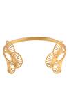 Buy_ZARIIN_Gold Plated Metal Fish Scale Cutout Cuff_at_Aza_Fashions