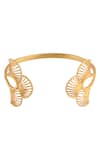 Shop_ZARIIN_Gold Plated Metal Fish Scale Cutout Cuff_at_Aza_Fashions