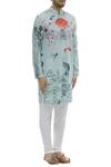 Nautanky Blue Korean Polyester Printed Kurta Set Online at Aza Fashions Nautanky_Blue Korean Polyester Printed Kurta Set _Online_at_Aza_Fashions