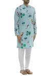 Nautanky Blue Korean Polyester Printed Kurta Set Online at Aza Fashions Nautanky_Blue Korean Polyester Printed Kurta Set _Online_at_Aza_Fashions