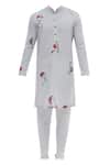 Buy_Nautanky_Grey Korean Polyester Printed Kurta Set_Online_at_Aza_Fashions
