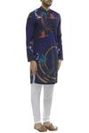 Nautanky Blue Korean Polyester Printed Kurta Set Online at Aza Fashions Nautanky_Blue Korean Polyester Printed Kurta Set _Online_at_Aza_Fashions