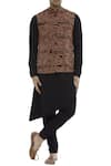 Buy_Nautanky_Black Korean Polyester Printed Bundi Kurta Set_at_Aza_Fashions