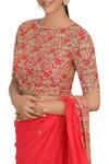 Buy_Rabani & Rakha_Red Foil Georgette Round Embellished Saree Set  _Online_at_Aza_Fashions