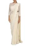 Rabani & Rakha_Off White Chiffon Bateau Embellished Saree Set  _Online_at_Aza_Fashions