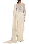 Shop_Rabani & Rakha_Off White Chiffon Embellished Saree Set_at_Aza_Fashions
