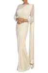 Buy_Rabani & Rakha_Off White Chiffon Embellished Saree Set_at_Aza_Fashions