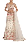 Buy_Rabani & Rakha_Off White Satin Leaf Neck Embellished Lehenga Set _at_Aza_Fashions