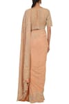 Shop_Rabani & Rakha_Peach Foil Georgette Round Embellished Saree Set _at_Aza_Fashions