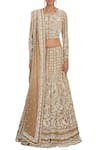 Buy_Rabani & Rakha_Beige Dupion Silk Round Embellished Bridal Lehenga Set _at_Aza_Fashions