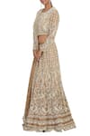 Rabani & Rakha_Beige Dupion Silk Round Embellished Bridal Lehenga Set _Online_at_Aza_Fashions