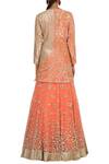 Shop_Rabani & Rakha_Peach Net Round Embellished Kurta Lehenga Set_at_Aza_Fashions