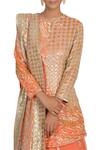 Buy_Rabani & Rakha_Peach Net Round Embellished Kurta Lehenga Set_Online_at_Aza_Fashions