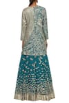 Shop_Rabani & Rakha_Blue Net Round Embellished Kurta Lehenga Set _at_Aza_Fashions