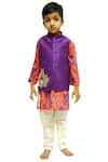 Buy_Lil Angels_Purple Kurta Muslin Cottonjacket Dupion Silk Printed With Bundi_at_Aza_Fashions
