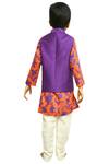 Shop_Lil Angels_Purple Kurta Muslin Cottonjacket Dupion Silk Printed With Bundi_at_Aza_Fashions
