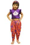 Buy_Lil Angels_Purple Top Dupion Silkpant Muslin Cotton With Printed Dhoti Pant_at_Aza_Fashions