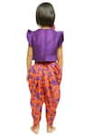Shop_Lil Angels_Purple Top Dupion Silkpant Muslin Cotton With Printed Dhoti Pant_at_Aza_Fashions