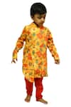 Buy_Lil Angels_Yellow Kurta Muslin Cottonpant Silklining Printed Set_at_Aza_Fashions