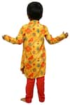 Shop_Lil Angels_Yellow Kurta Muslin Cottonpant Silklining Printed Set_at_Aza_Fashions