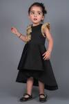Buy_Miakki_Black Neoprene, Crepe Applique Flared Dress _at_Aza_Fashions