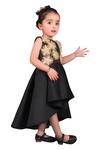 Shop_Miakki_Black Neoprene, Crepe Applique Flared Dress _at_Aza_Fashions