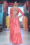 Buy_Joy Mitra_Pink Chanderi Silk Round Kurta Sharara Set _at_Aza_Fashions