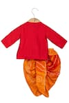 Shop_Minikin_Red Cotton, Silk Patchwork, Sequins Kurta Set _at_Aza_Fashions
