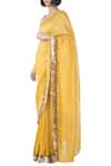 SAKSHAM & NEHARICKA_Yellow Linen Silk Saree _Online_at_Aza_Fashions