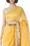 Buy_SAKSHAM & NEHARICKA_Yellow Linen Silk Saree _Online_at_Aza_Fashions